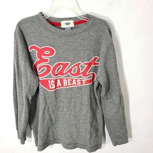 Old Navy Kids Childs Boys Size 6-7 Long Sleeve Shirt Top Tee Grey Red White‎